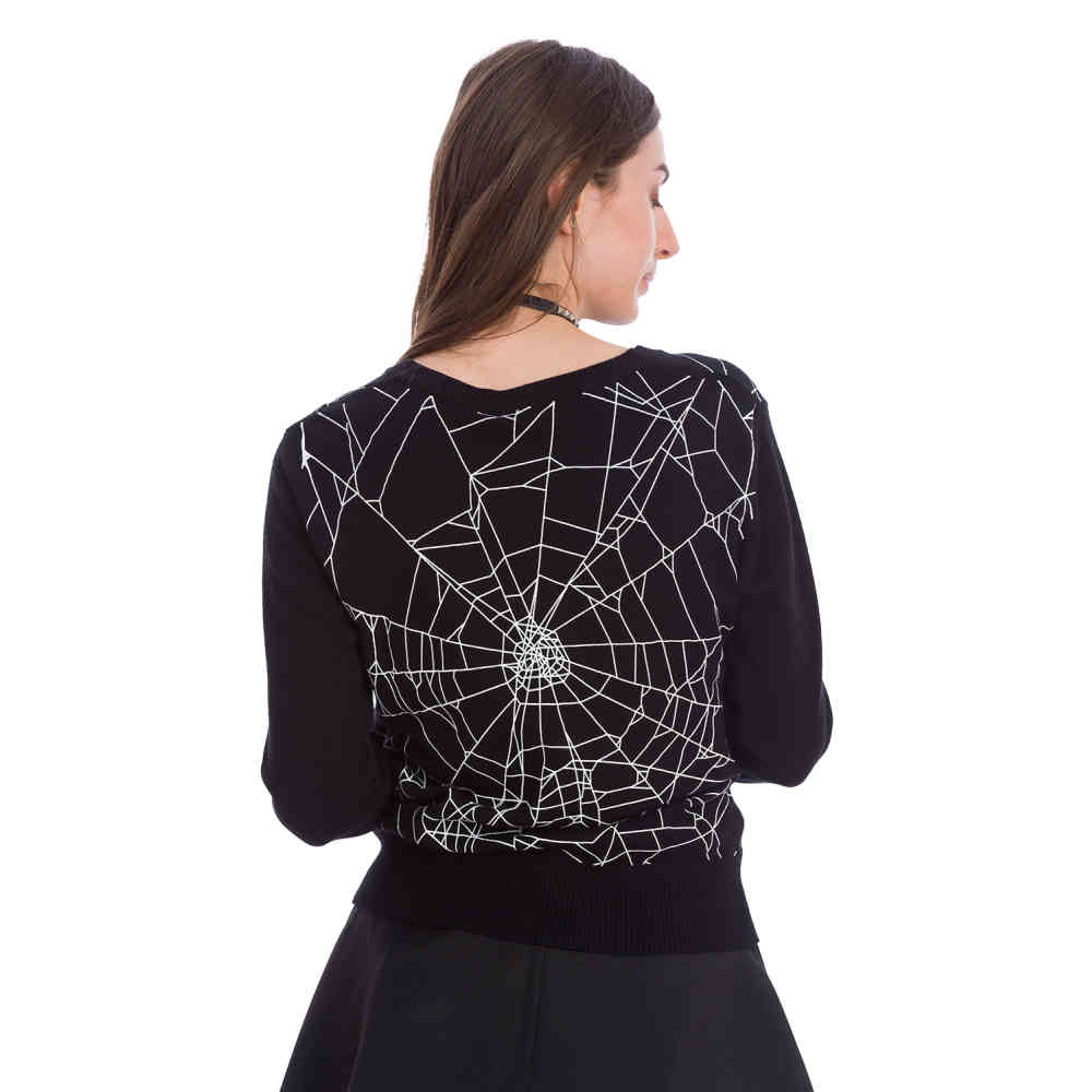 Banned - CREEPY SPIDER Cardigan - Zwart